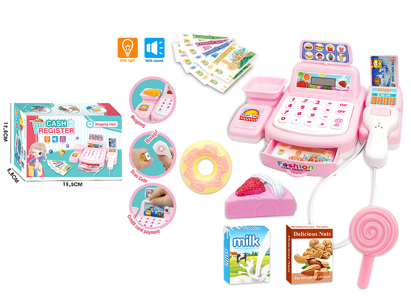 Simulated Cash Register With Light And Sound(Pink)