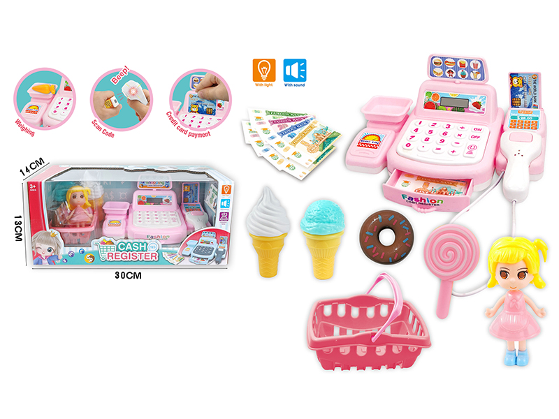 Simulated Cash Register With Light And Sound(Pink)
