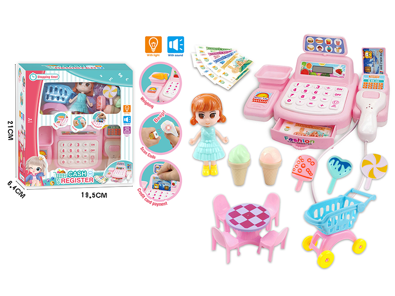 Simulated Cash Register With Light And Sound(Pink)