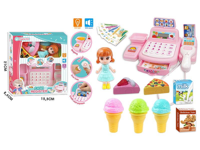 Simulated Cash Register With Light And Sound(Pink)