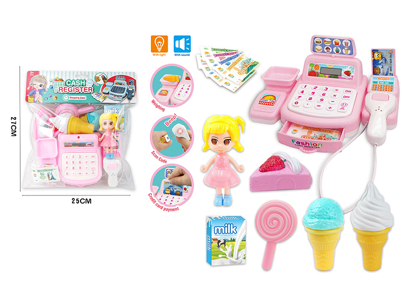 Simulated Cash Register With Light And Sound(Pink)