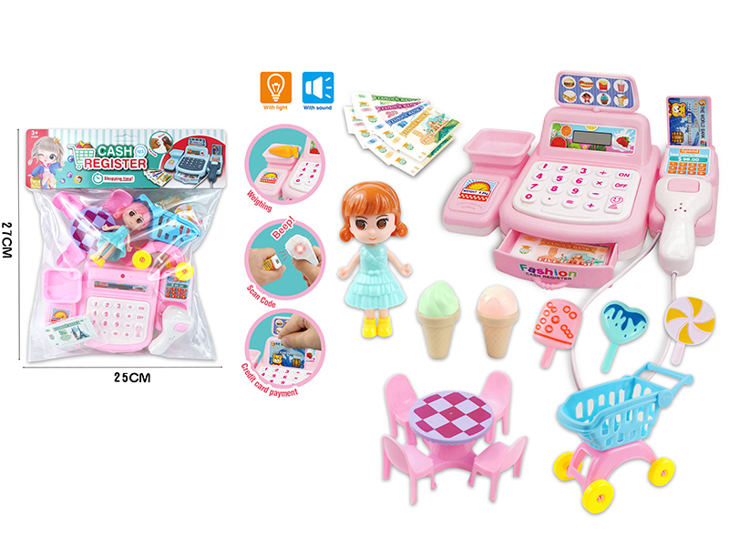 Simulated Cash Register With Light And Sound(Pink)