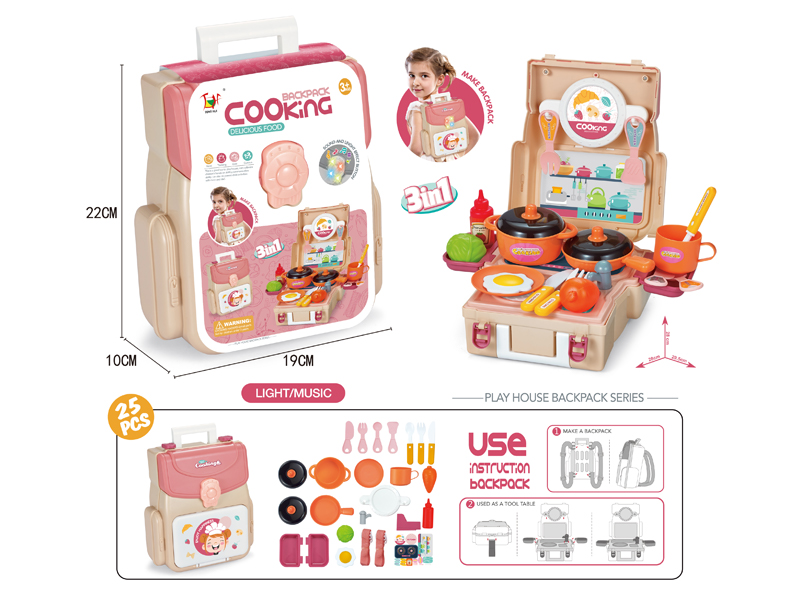 25PCS Girls Tableware Toys With Lights