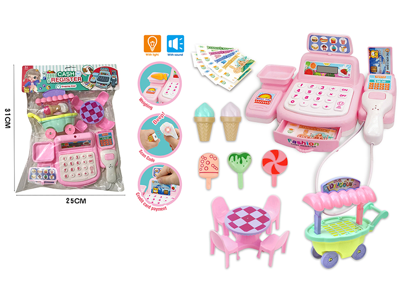 Simulated Cash Register With Light And Sound(Pink)