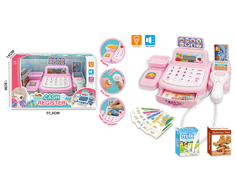 Simulated Cash Register With Light And Sound(Pink)