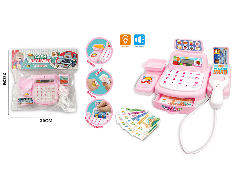 Simulated Cash Register With Light And Sound(Pink)