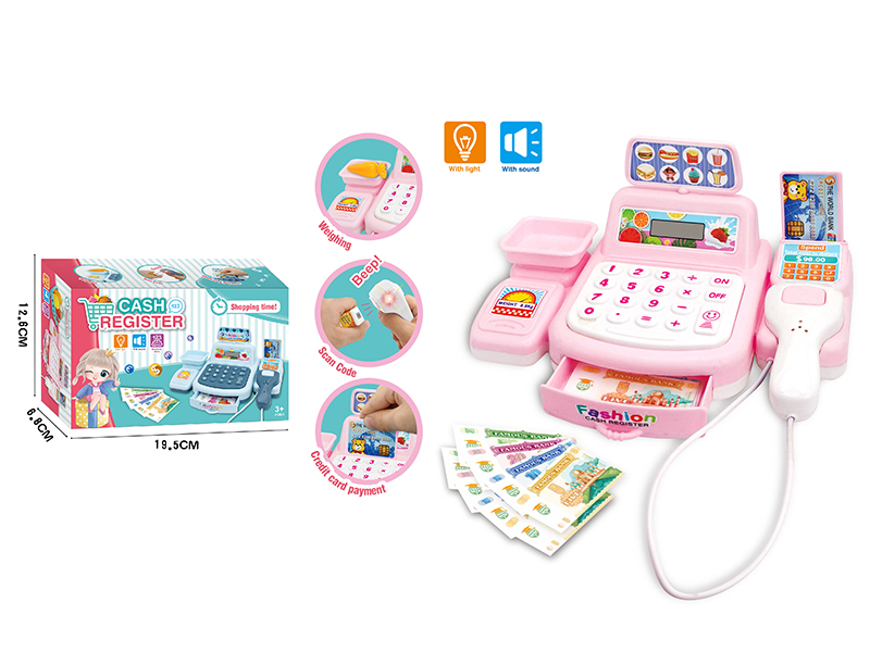 Simulated Cash Register With Light And Sound(Pink)