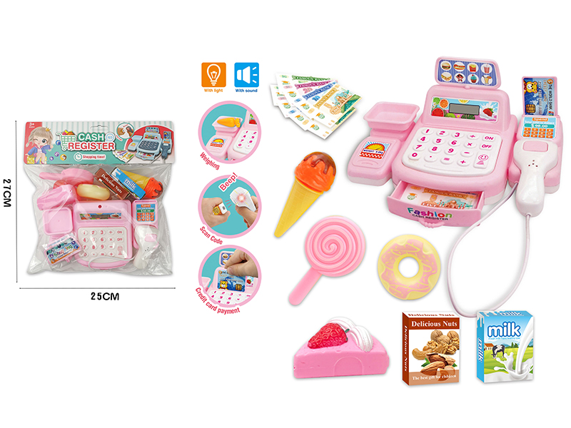Simulated Cash Register With Light And Sound(Pink)