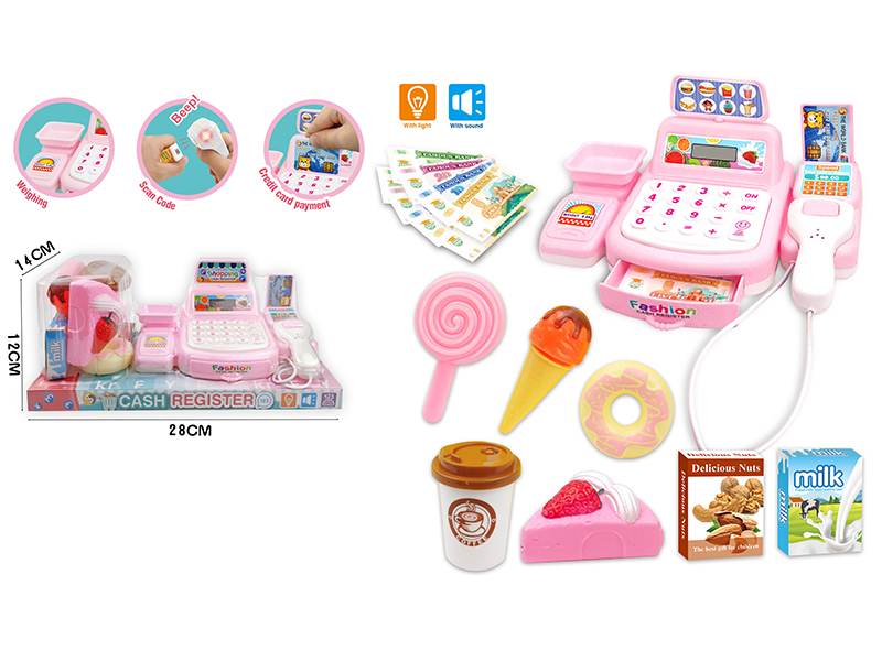 Simulated Cash Register With Light And Sound(Pink)