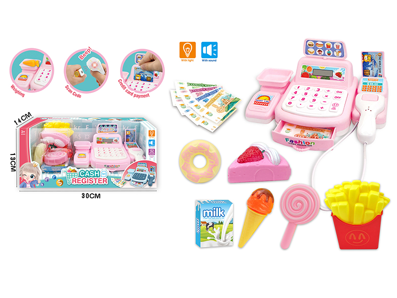 Simulated Cash Register With Light And Sound(Pink)