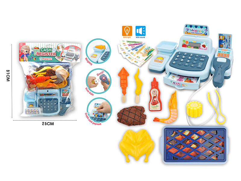 Simulated Cash Register With Light And Sound(Blue)
