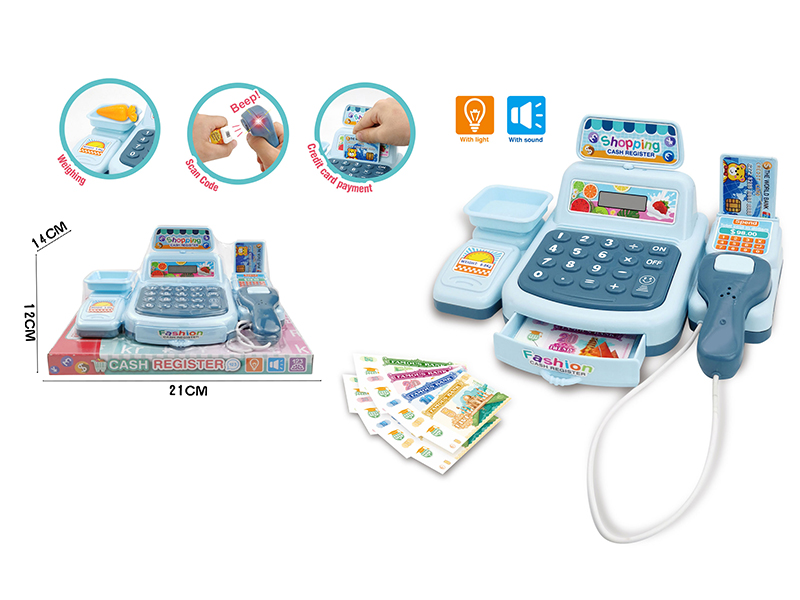 Simulated Cash Register With Light And Sound(Blue)