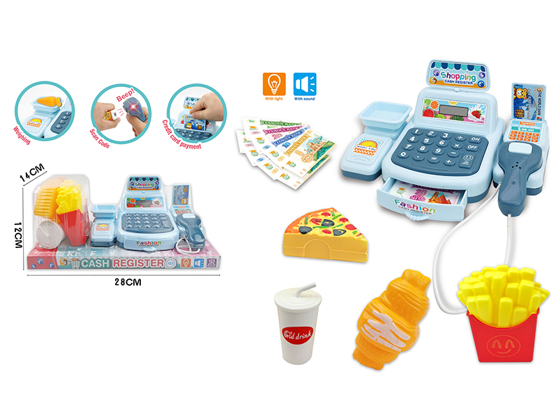 Simulated Cash Register With Light And Sound(Blue)