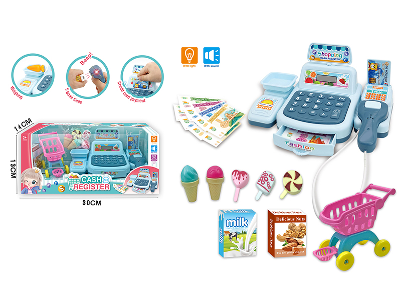 Simulated Cash Register With Light And Sound(Blue)