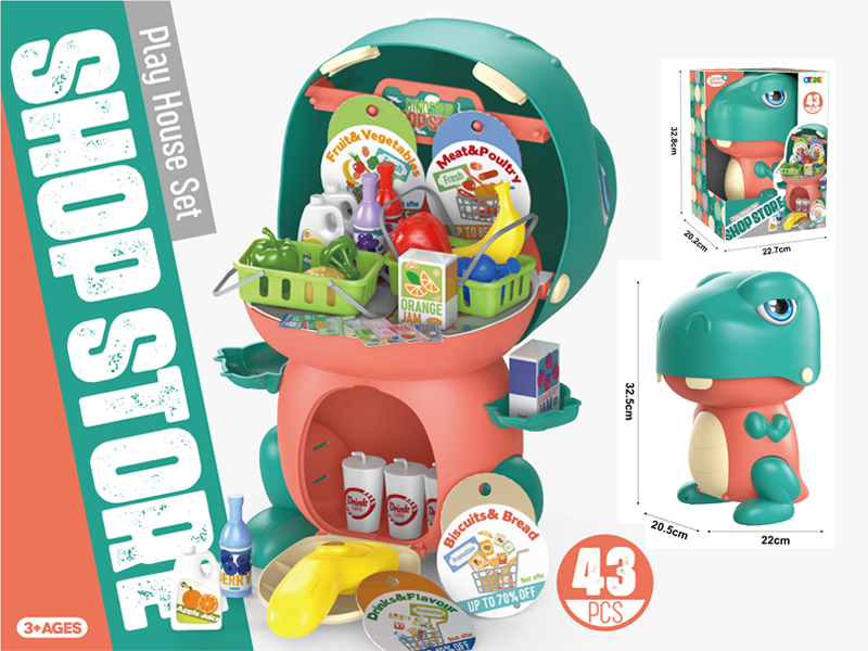 43Pcs Slide Cartoon Dinosaur Supermarket