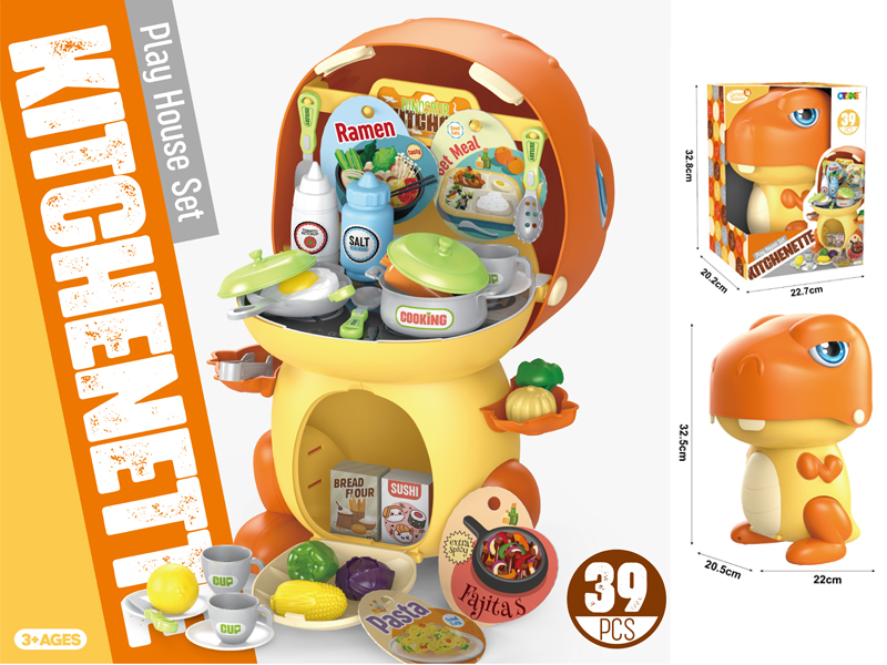 39Pcs Slide Cartoon Dinosaur Kitchen