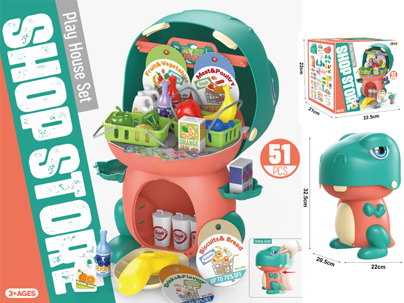 51Pcs Slide Cartoon Dinosaur Supermarket