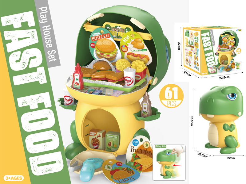 61Pcs Slide Cartoon Dinosaur Burger