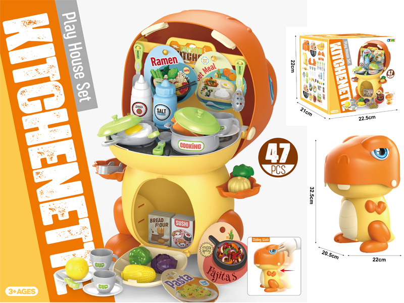 47Pcs Slide Cartoon Dinosaur Kitchen