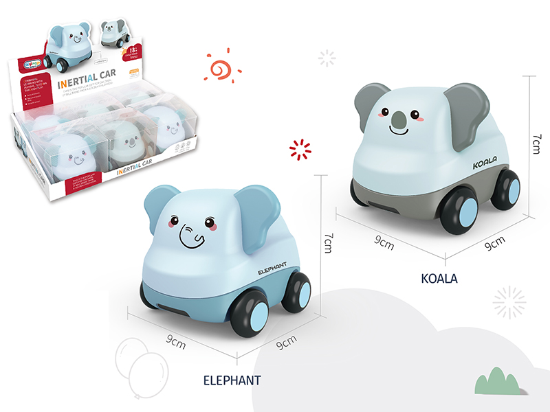 Elephant, Koala Friction Cartoon Car 6pcs