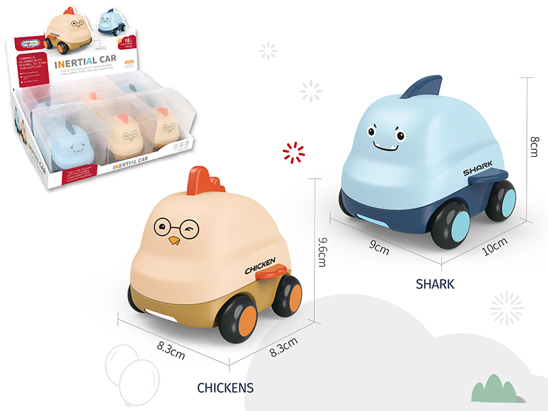 Chicken, Whale Friction Cartoon Car 6pcs