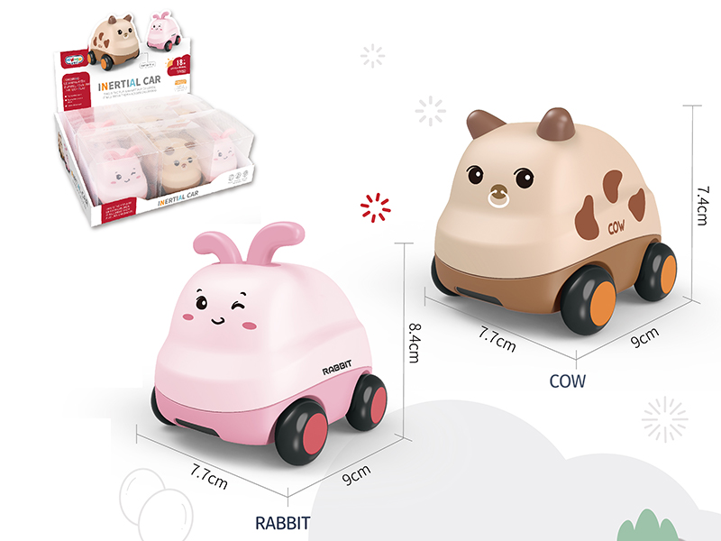 Rabbit, Cow Friction Cartoon Car 6pcs