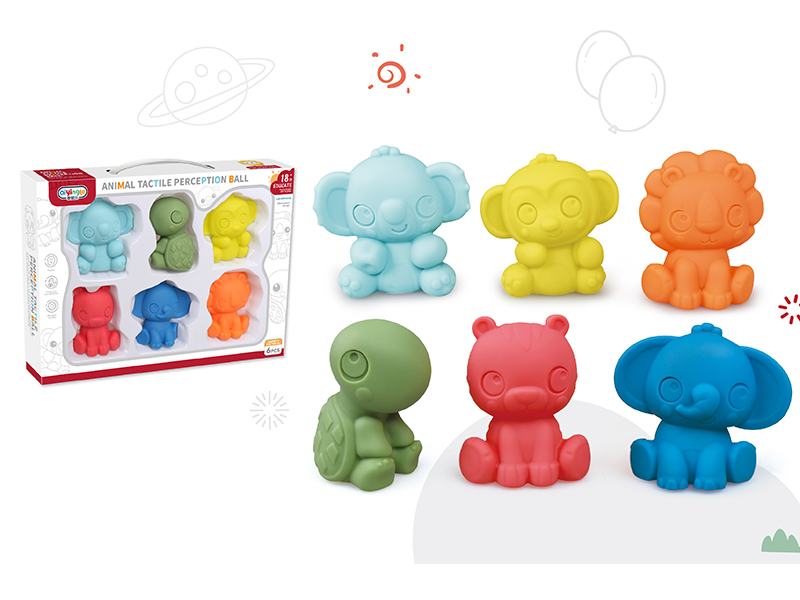 6pcs Vinyl Animals With Whistle