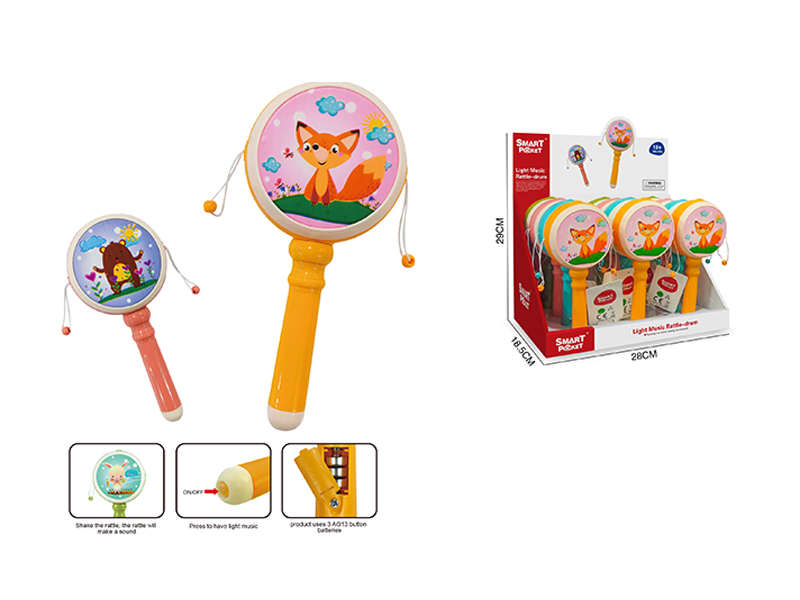 12PCS Rattle Drum With Light And Music