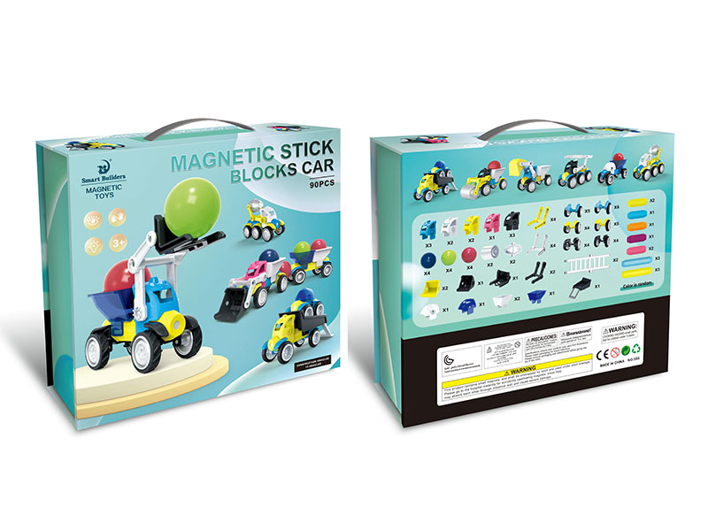 Magnetic Building Blocks Engineering Truck 90pcs