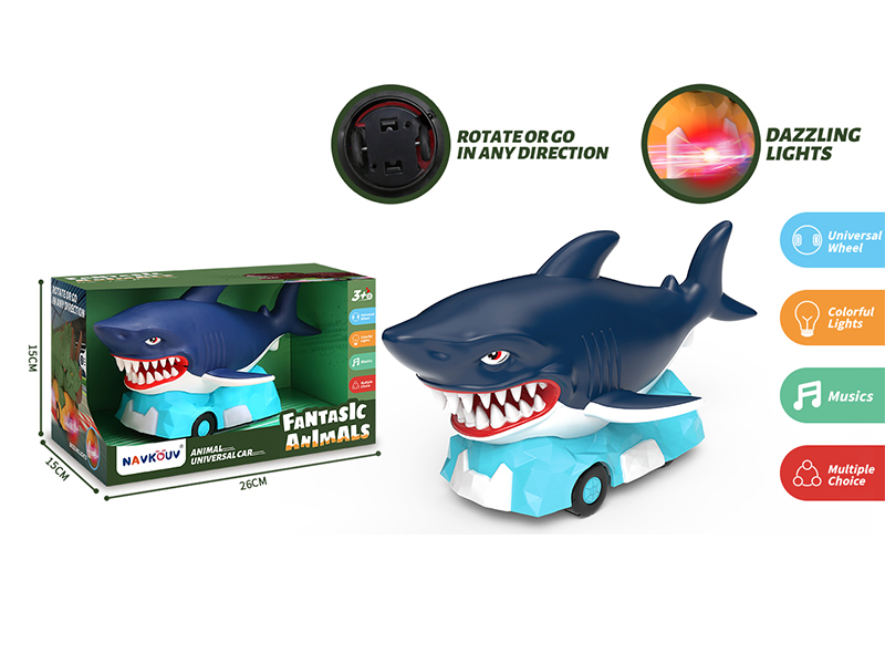 B/O Bump And Go Blue Shark Car With Lights And Music