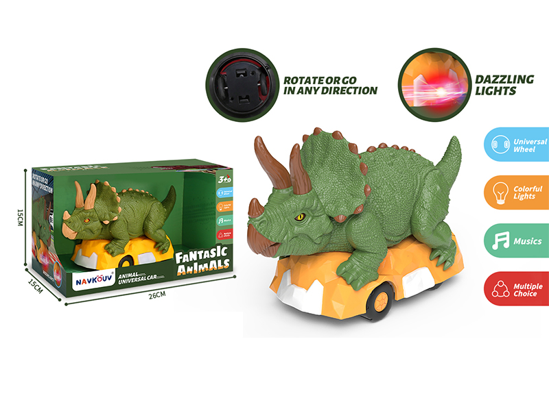 B/O Bump And Go Triangular Dragon Cart With Light And Music