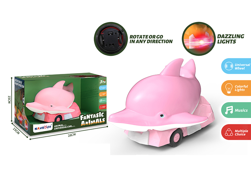B/O Bump And Go Pink Dolphin Car With Light And Music