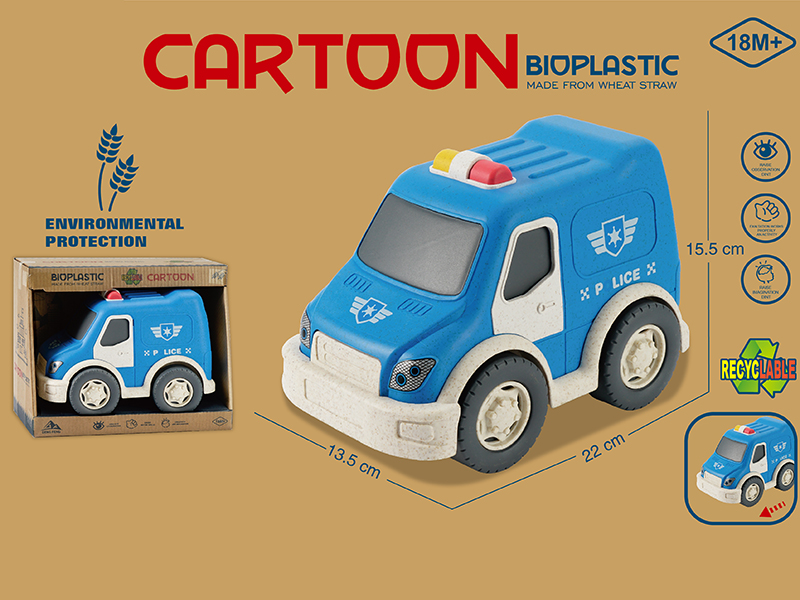 Wheat Straw Material Slide Police Car