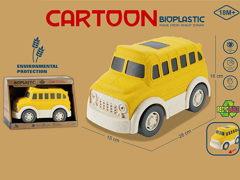 Wheat Straw Material Slide School Bus