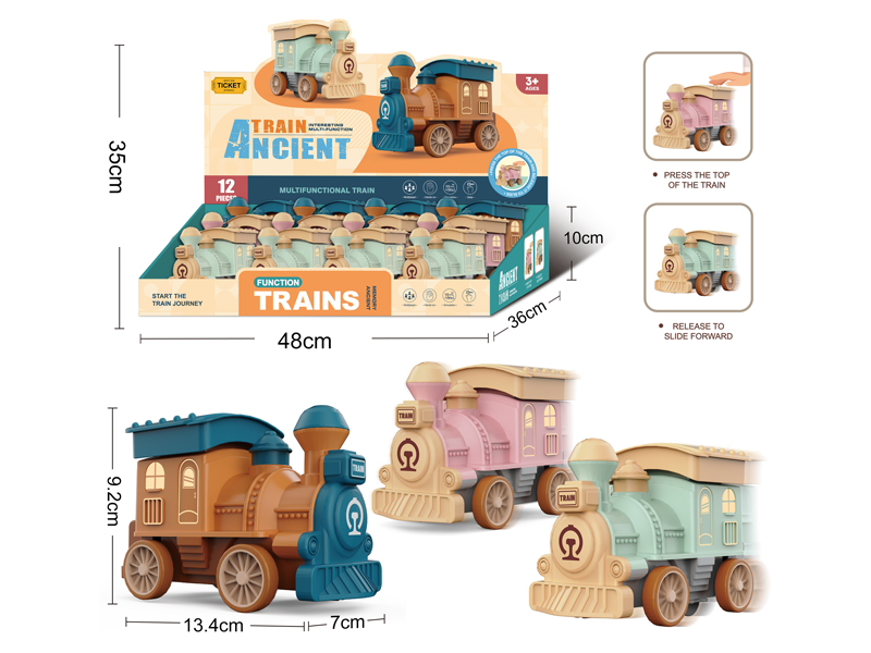 12PCS Friction Pressable Train