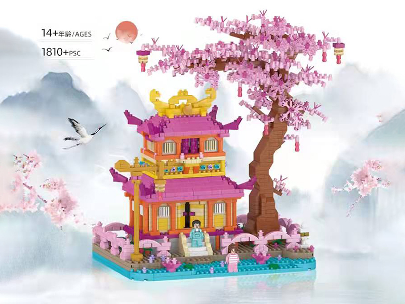 Flower Appreciation Pavilion Micro Granular Building Blocks 1810PCS