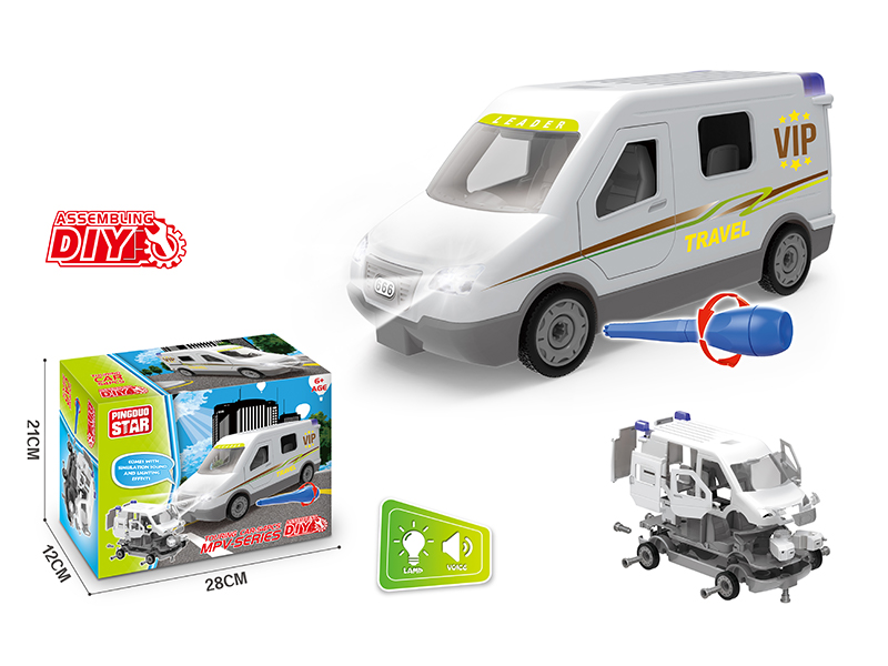 Manual Assemblable Slide Touring Car With Light And Music