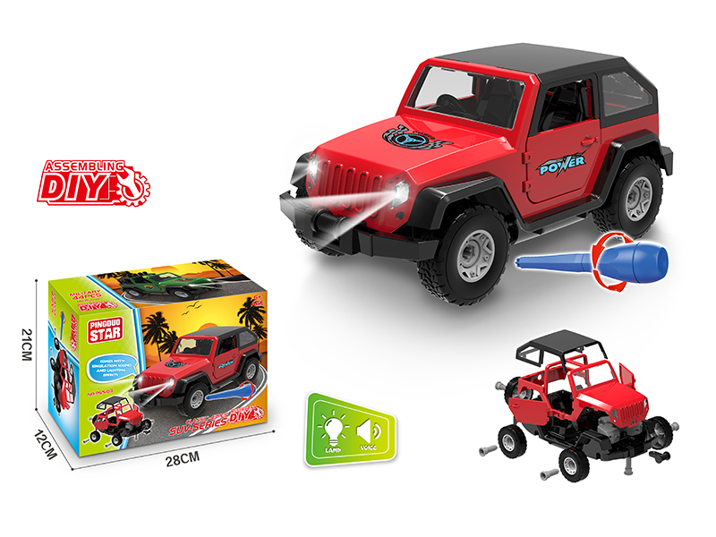 Manual Assemblable Slide Jeep With Light And Music