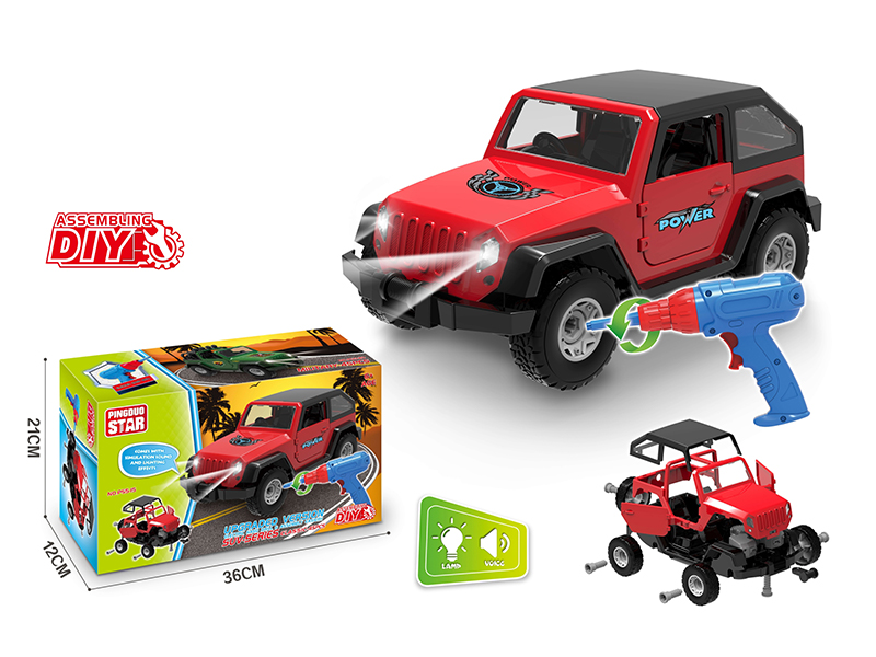 B/O Assemblable Slide Jeep With Light And Music