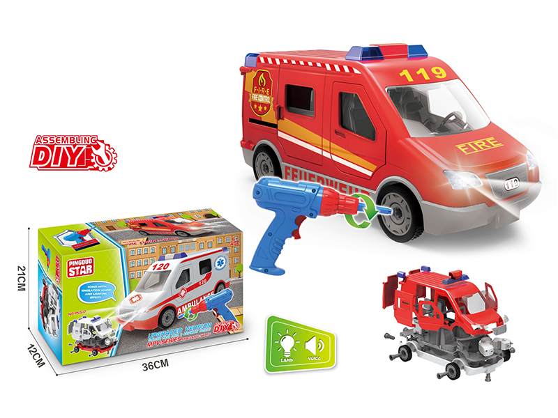 Manual Assemblable Slide Fire Engine With Light And Music