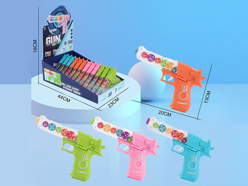 Transparent Gear Gun With Sound  And Light 12pcs