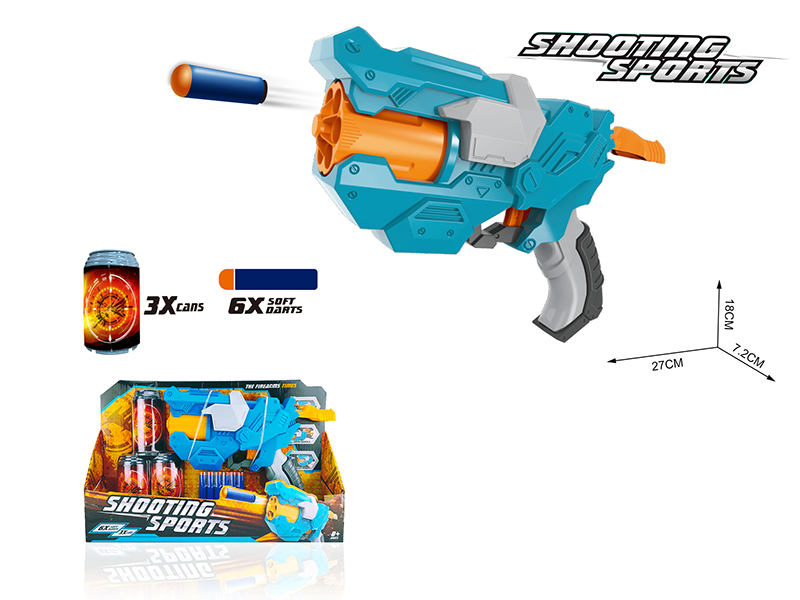 6 Rounds Soft Bullet Gun(6 Soft Bullets,3 Cans)