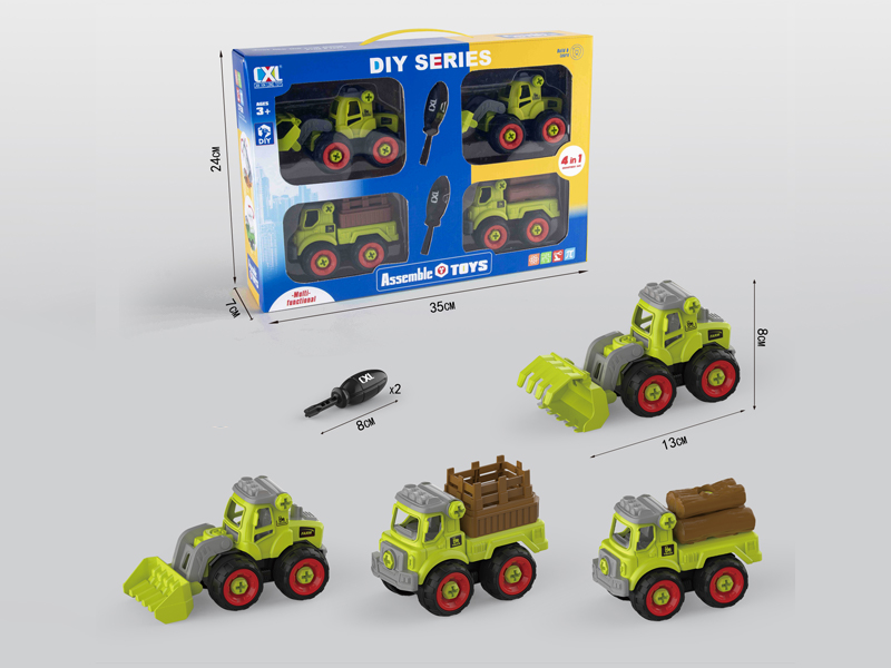 4Pcs Diy Puzzle Assembled Farmer'S Car
