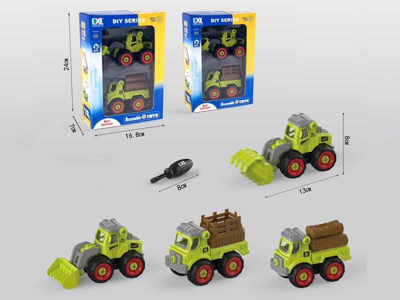 2Pcs Diy Puzzle Assembled Farmer'S Car