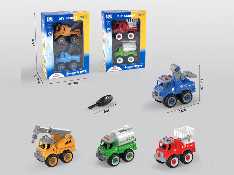 2Pcs Diy Puzzle Assembled City Rescue Vehicle