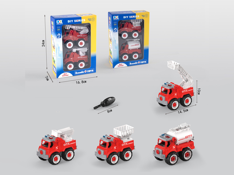 2Pcs Diy Puzzle Assembled Fire Truck