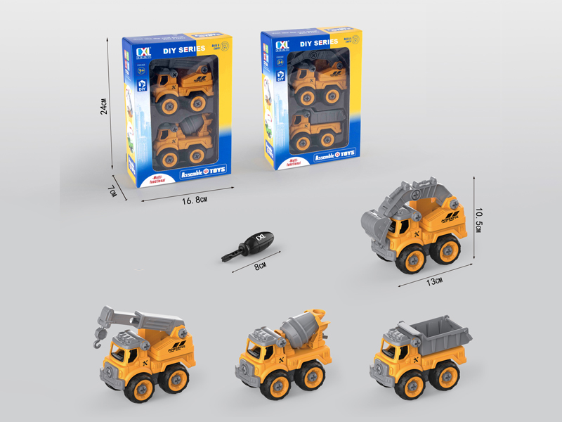 2Pcs Diy Puzzle Assembly Engineering Vehicle