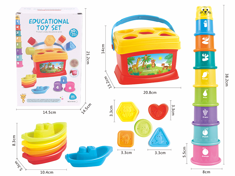 Portable Bucket Baby Stacking Cups Set