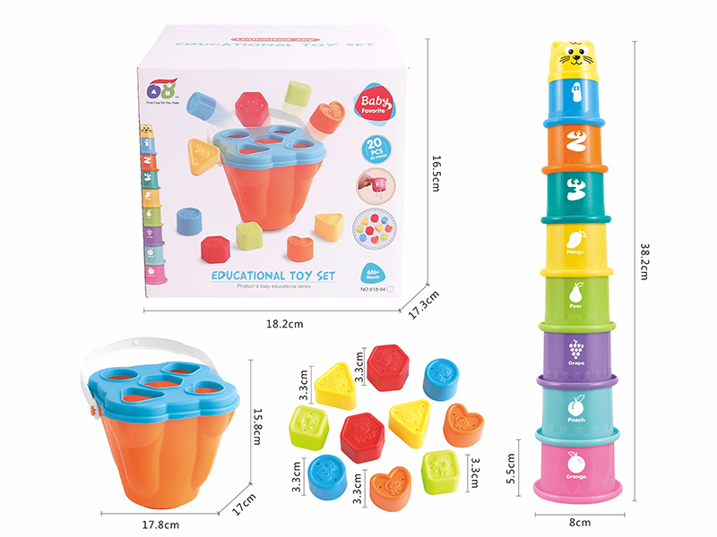 Portable Bucket Baby Stacking Cups Set