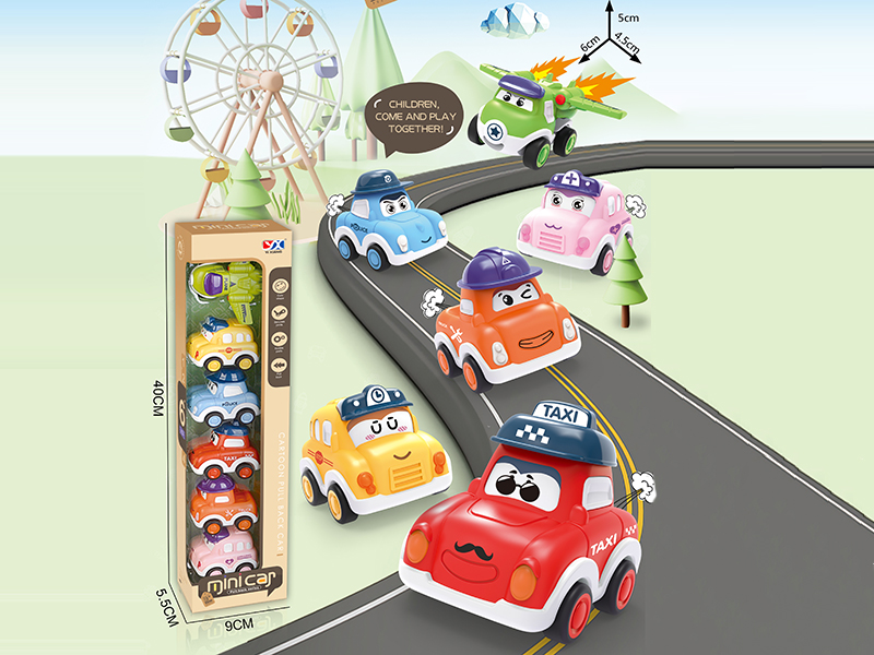 Cartoon Pull Back Car 6pcs